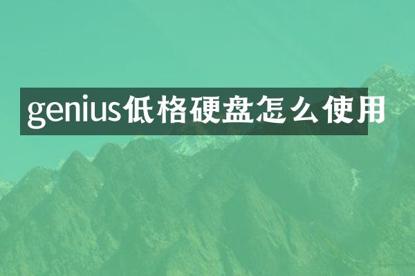 genius低格硬盘怎么使用