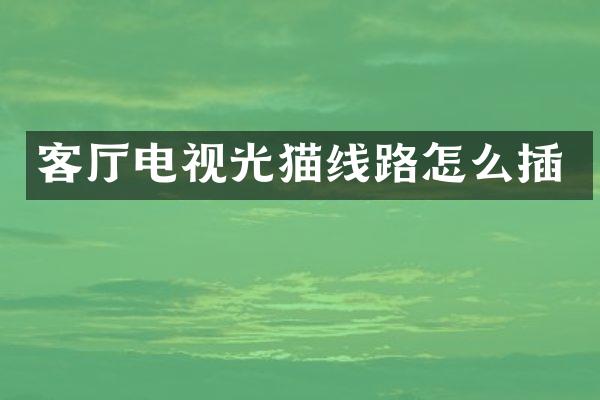 客厅电视光猫线路怎么插