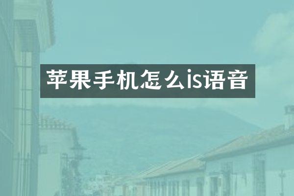 苹果手机怎么is语音