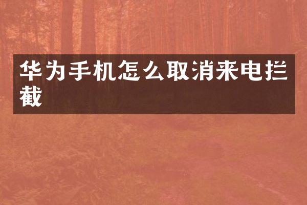 华为手机怎么取消来电拦截