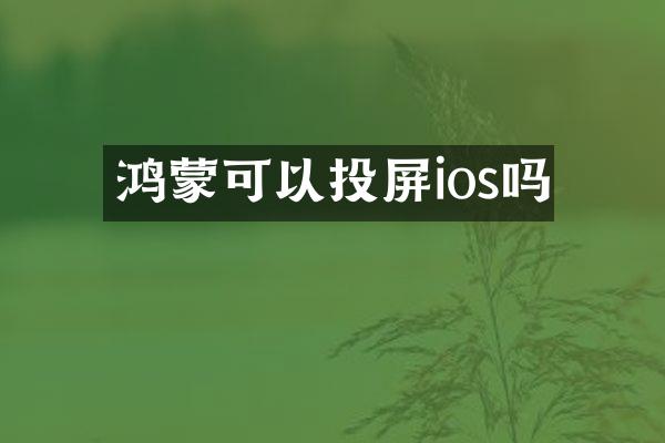 鸿蒙可以投屏ios吗
