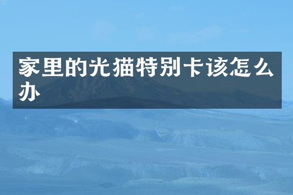 家里的光猫特别卡该怎么办