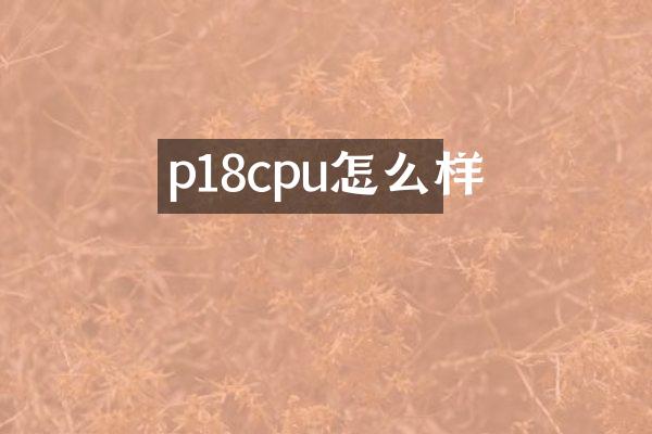 p18cpu怎么样