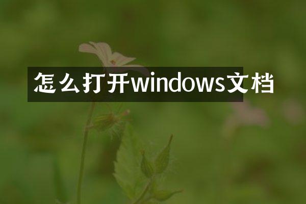 怎么打开windows文档