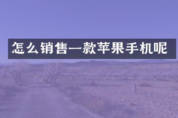 怎么销售一款苹果手机呢