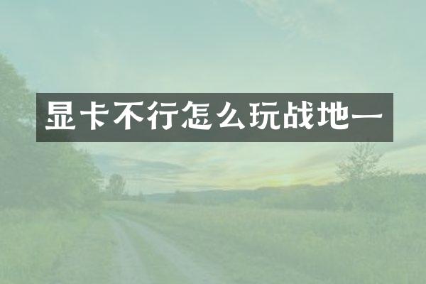 显卡不行怎么玩战地一