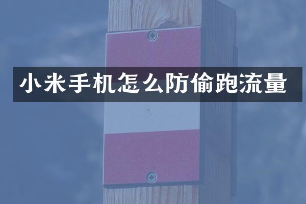 小米手机怎么防偷跑流量