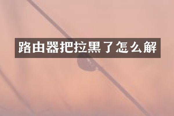 路由器把拉黑了怎么解