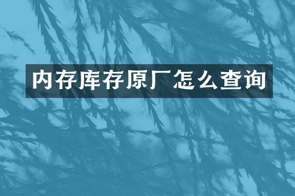 内存库存原厂怎么查询