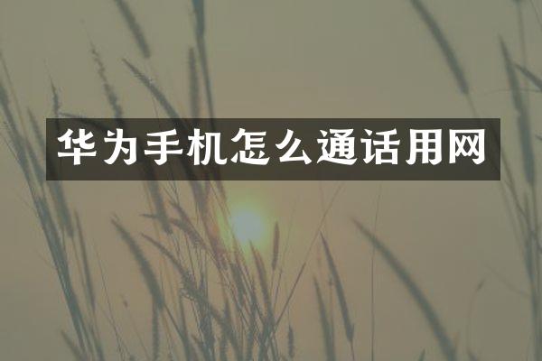 华为手机怎么通话用网