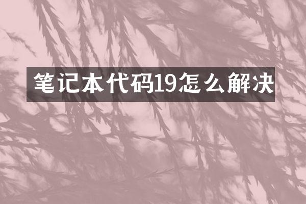 笔记本代码19怎么解决