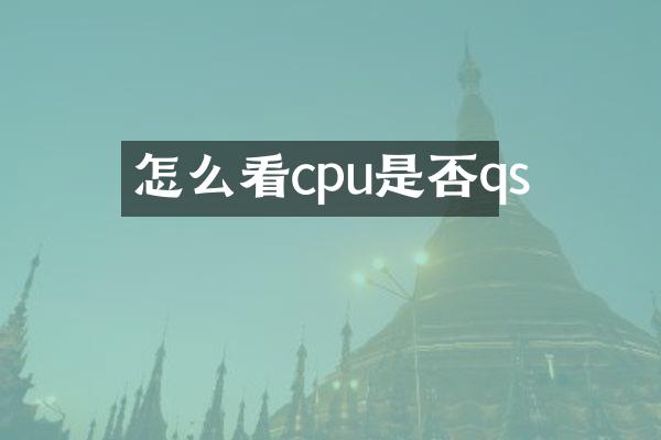 怎么看cpu是否qs