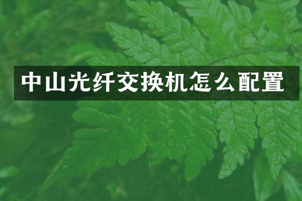 中山光纤交换机怎么配置