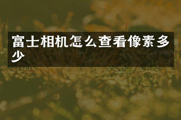 富士相机怎么查看像素多少