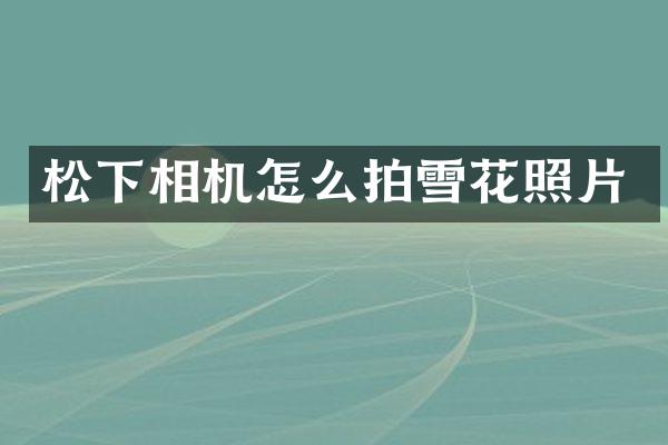 相机怎么拍雪花照片