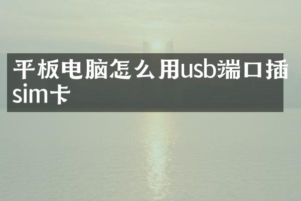 平板电脑怎么用usb端口插sim卡