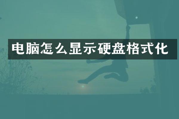 电脑怎么显示硬盘格式化