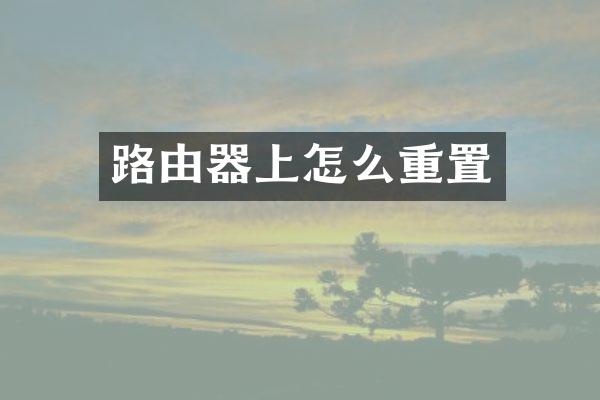 路由器上怎么重置