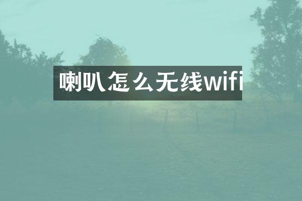 喇叭怎么无线wifi