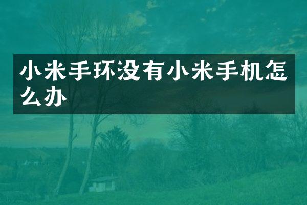 小米手环没有小米手机怎么办