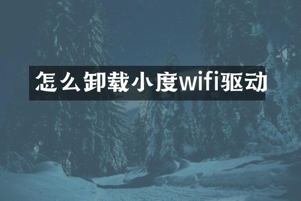 怎么卸载小度wifi驱动