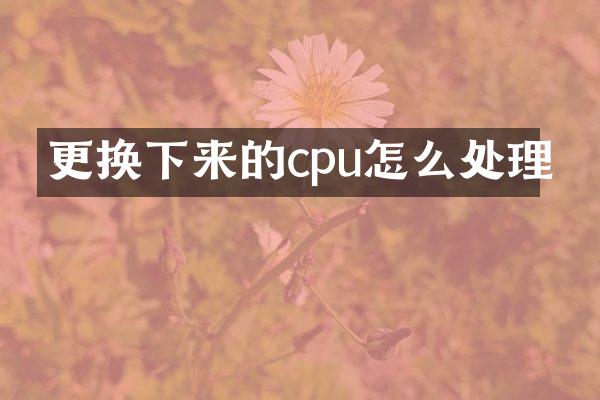 更换下来的cpu怎么处理