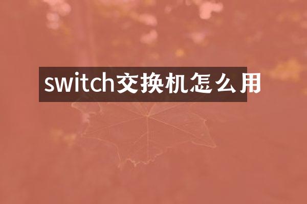 switch交换机怎么用