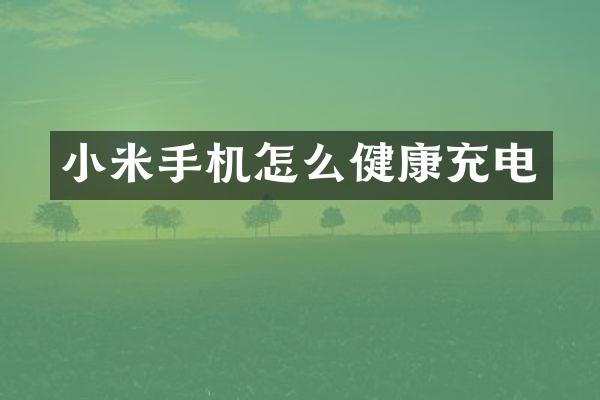 小米手机怎么健康充电