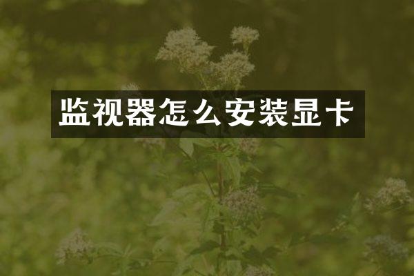 监视器怎么安装显卡