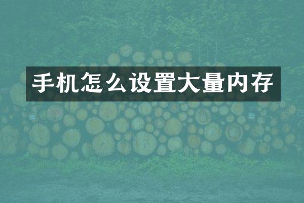 手机怎么设置大量内存