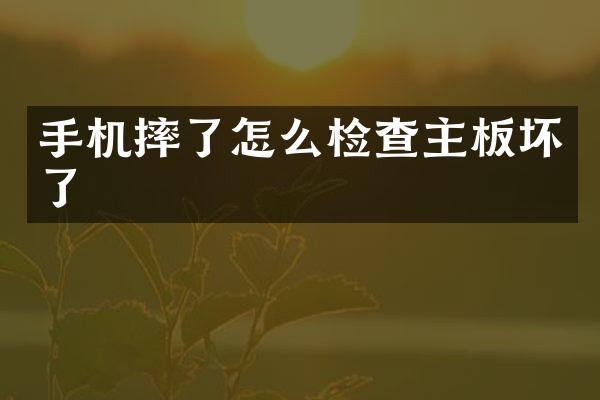 手机摔了怎么检查主板坏了
