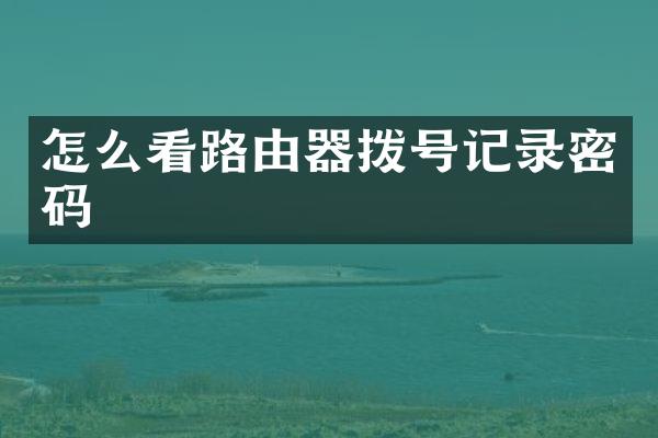 怎么看路由器拨号记录密码