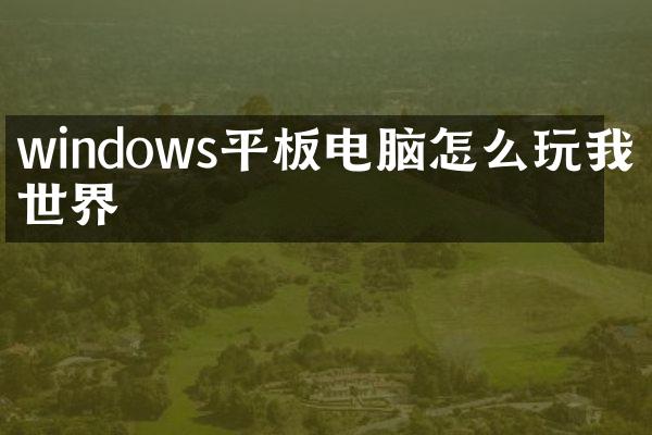 windows平板电脑怎么玩我的世界