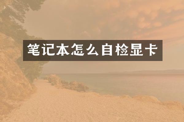 笔记本怎么自检显卡