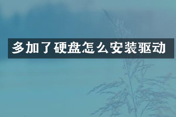 多加了硬盘怎么安装驱动
