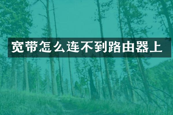 宽带怎么连不到路由器上