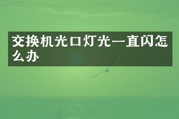 交换机光口灯光一直闪怎么办