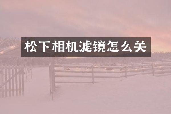 相机滤镜怎么关