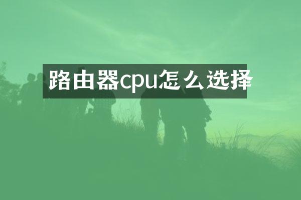 路由器cpu怎么选择