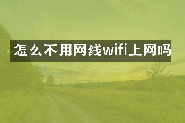 怎么不用网线wifi上网吗