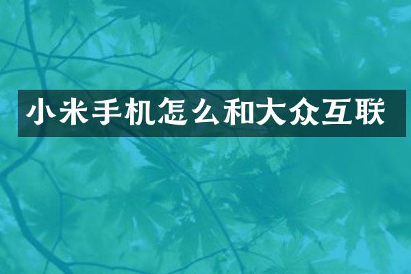 小米手机怎么和大众互联