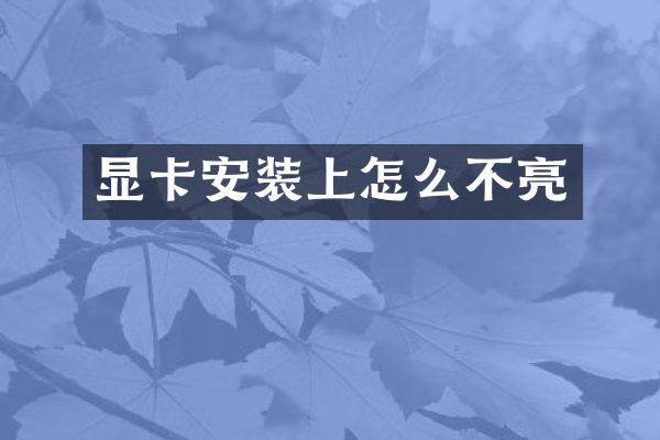 显卡安装上怎么不亮