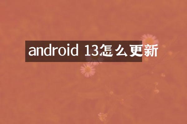 android 13怎么更新
