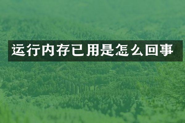 运行内存已用是怎么回事