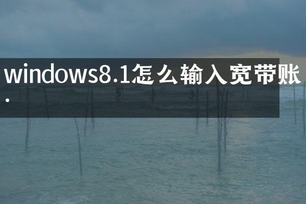windows8.1怎么输入宽带账号