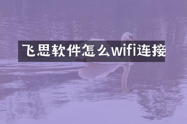 飞思软件怎么wifi连接