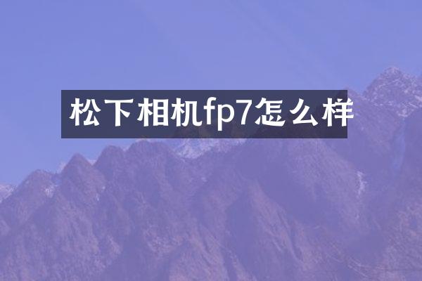 相机fp7怎么样