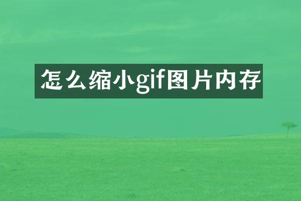 怎么缩小gif图片内存