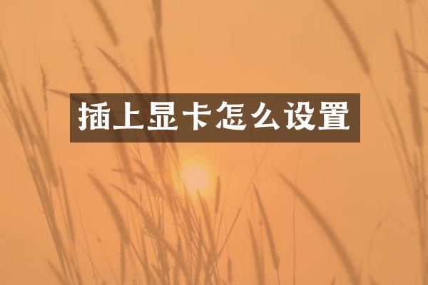 插上显卡怎么设置