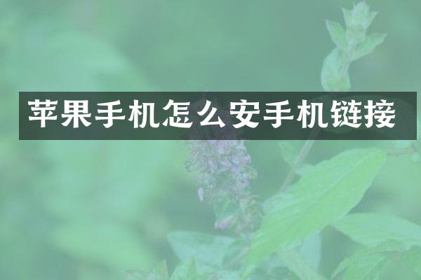 苹果手机怎么安手机链接